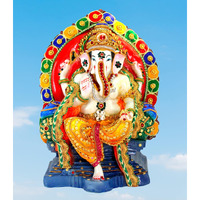 ESPLANADE Resin Singhasan Ganesh Ganesha Ganpati Murti Idol Statue Sculpture (13) | Pooja Idols | Home Decor