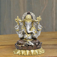 Amazon Brand  Umi Brass Lord Ganesha Sitting On Lotus Idol, Height : 6 inch