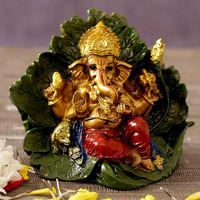 TIED RIBBONS Resin Ganesh Murti Idol Statue Showpiece (Multi, 9 cm x 11 cm) - Decoration Items for Home Decor Mandir Living Room Bedroom Pooja Room Office Table Decorative Gifts