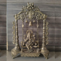 CraftVatika 26 Inch Height Brass Ganesha on Action Swing Large Jhula Brass Ganesha Ganpati Murti on Jhoola for Pooja Mandir Home Office Decor Ganesha Chaturthi Diwali New Beginning Return Gift