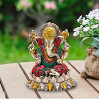 Amazon Brand  Umi Brass Lord Ganesh Ganpati Sitting On Lotus Idol, Height : 6 inch