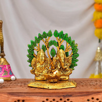 CraftVatika Diya Lakshmi Ganesha Idol for Diwali Decoration Gift Items for Home Decor - Aluminium Laxmi Ganesh Murti for Diwali Pooja & Office Decor, Diwali Festival Gift Item