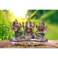 Amazon Brand  Umi Brass Lakshmi Ganesha Saraswati Statue Idol for Home Decor Mandir Diwali | Height : 6 Inches (Multicolor)