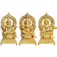 Amazon Brand  Umi Brass Lakshmi, Ganesha and Saraswati Statue Idol Diwali Pooja, Height : 7 inches