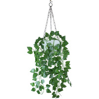 Tdas Plastic Artificial Plants With Pot Leaves Hanging Ivy Garlands Plant Greenery Vine Creeper Home Decor Door Wall Balcony Decoration Party Festival Craft (Design1)