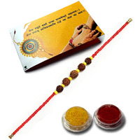 Vado Real Rudraksha Fancy Rakhi with Roli Chawal Tilak for Rakshabandhan (Single-5)