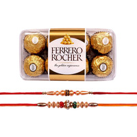 Food Library The Magic of Nature Rakhi/Lumba For Brother And Bhabhi With Chocolates Gift Hamper (Rakhi with Ferrero Rocher)