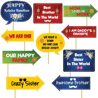 Festiko Raksha Bandhan Photo Booth Props [10pcs], Banner, Rakhi Combo Deecoration/Rakhi Props for Rakhi Gift for Brother and Sister Props/Happy Rakhi Banner (Happy Rakhi Props_2)