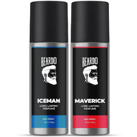 Beardo Perfume Body Spray for men - ICEMAN & MAVERICK, 150ml X 2 | Amber Woody, Oriental Leather, Aromatic Fresh | Deo For Men | Long Lasting Deodorant | Rakhi Gift For Brother | Gift For Friends