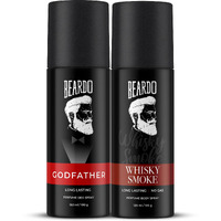 Beardo Godfather & Whisky Smoke Perfume Body Spray Combo (Set of 2) Citrus Aromatic Spicy | Deodorant | Deo For Men | Long Lasting Perfume| Rakhi Gift For Brother | Gift For Friends