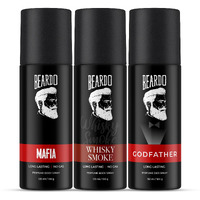 Beardo Godfather, Whisky Smoke & Mafia Perfume Body Spray (Set of 3) Citrus Aromatic Spicy | Deodorant | Deo For Men | Long Lasting Perfume| Rakhi Gift For Brother | Gift For Friends