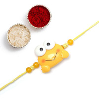 The Purple Tree Cute Yellow Frog Rakhis For Kids with Roli Chawal and Card (Pack of 1) Rakhi for bhai, Rakshabandhan Gift for Kids, Rakhi Gift, Cute Froggo Rakhi