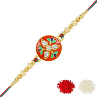 Riddhika Ventures Stunning Gold Plated Designer Brothers Rakhi with Roli Chawal and Greeting Card (P2)