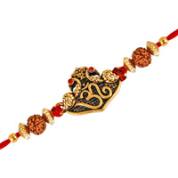 Mahi Gold Plated Purely Divine Om Rudraksh Rakhi Bracelet for Beloved Brothers (RA1100597G)