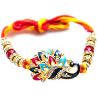 Mahi Elegant Peacock Shaped Rakhi with Crystal for Beloved Brother RA1100628G