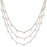 GIVA 925 Silver Multi-Tone Triple Layered Queens Necklace | Rakhi Rakshabandhan Gift for Sister Bhabhi, Gifts for Women & Girls | With Certificate of Authenticity and 925 Stamp | 6 Month Warranty*