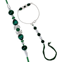 Mahi Green Crystal Lumba and Brother Rakhi Combo for Bhai and Bhabhi (RCOL1105523RGre)