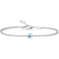 Clara 925 Pure Silver Evil Eye Chain Bracelet, Rakhi for Bhabhi | Adjustable, Anti Tarnish | Gift for Women and Girls