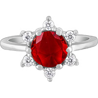 GIVA 925 Silver Blooming Red Ring,Fixed Size, Indian - 12 | Rakhi Rakshabandhan Gift for Sister Bhabhi, Gifts for Women & Girls | With Certificate of Authenticity and 925 Stamp | 6 Months Warranty*