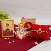 TIED RIBBONS Designer Rakhi for Brother -Premium Ganesha Figurine Rakhi Gifts for Brother, Resin, Multicolour, Standard