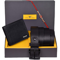 URBAN FOREST Rakhi Gift Hamper for Brother - Classic Black Leather Wallet, Casual Black Leather Belt and Rakhi Combo Gift Set for Brother - 4606