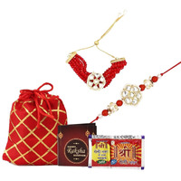 SMIZZY  (RE)TOUCHING LIVES Smizzy Men Bracelet Rakhi for Bhaiya Bhabhi combo set Rakshabandhan, Red