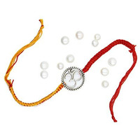 NUZZRII Pure 925 Sterling Silver Rakhi for brother Charm Bracelet Raksha Bandhan With Pure Cotton Thread For Men, Boys, Rakhis By Shubham Jewellers Om Big