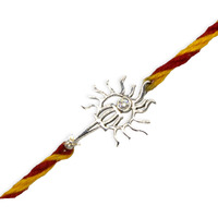 SJ SHUBHAM JEWELLERS 925 Sterling Silver Rakhi for brother God Rakhi Bracelet Raksha Bandhan Pure Cotton For Men, Rakhi With Roli Chawal