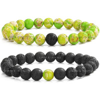 Young & Forever Gift Rakhi For Brother Mens Beaded Bracelets Lava Rock Stone Beads For Women Anxiety Volcanic Lava Bracelet Relationships Kingstone Couples Bracelets Set Of 2 Couples Gift