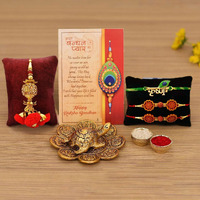 Collectible India Good Luck Rakhi for Brother and Bhabhi, Rakshabandhan Gifts Combo Rakhi for Rakshabandhan Gifts for Bhaiya Bhabhi - Tortoise Vastu Gift, Fengshui Showpiece (M1- Family Combo)