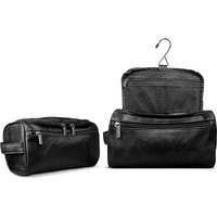 Dravina Travel Pouch- Rakhi Gift for Brother|Toiletry Kit For Men & Women| Travel Shaving Kit, Makeup & Cosmetic Organizer| Hanging Dopp Kit| 25cm Water Resistant Pu Leather Bags & Vanity Case - Black