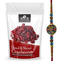 NATURE YARD Dried & Slices Cranberry - 400gm - Rakhi Gift For Brother- Designer Multi Color Rakhi Gifting Set (400gm + 1 Rakhi)