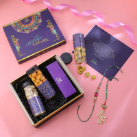 GreenFinity Rakhi for brother & bhabhi set of 2 Rakhi | Dry Fruits Gift Pack | Rakhi Gift Dry Fruits Combo Pack Purple Binge Box Roasted Makhana Collection Rakhi set Of 2.