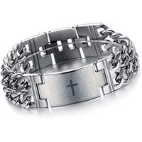 Young & Forever Gift Rakhi Gift for Brother Fashion Jewellery ManTastic Stainless Steel Strand Wristband for Men Casual Funky Party Office wear Religious Cross Symbol Bracelet for Boys Fancy Jewelry