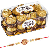 SFU E COM 16 Pieces Rocher with Rakhi | Rocher Chocolate for Brother | 16 Pieces Rocher Rakhi Hamper | 321