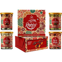 GreenFinity Rakhi for Brother & Bhabhi Combo with Dry Fruits Premium Rakhi Gift Hamper with California Almonds, Mixed Nuts, Cashew Nuts, Green Raisin - (100g * 4) 400g.