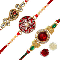 RJKART Jaipur Mart Preyans Strand Bracelet Rakhi with Roli Chawal for Men(3 Piece Combo) (RKH125CMB)