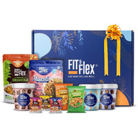 Fit & Flex Healthy Gift Box For Rakhi, Assorted Pack of Premium Snacks (Granola, Muesli, Chocolates & Namkeen) - As Seen on Shark Tank India - Pack of 10