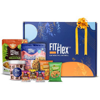 Fit & Flex Healthy Gift Box For Rakhi, Assorted Pack of Premium Snacks (Granola, Muesli, Chocolates & Namkeen) | As Seen on Shark Tank India | Pack of 8