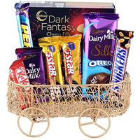 Astonished Retail Astonished Chocolate Gift Hamper with Metal Cart Basket | Chocolate Gift Hamper for Diwali, Birthday, Holi, Rakhi, New Year, Christmas, Anniversary, 1