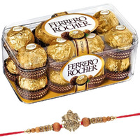 SFU E Com 16 Pieces Rocher with Rakhi | Rocher Chocolate for Brother | 16 Pieces Rocher Rakhi Hamper | 21