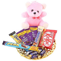 Astonished Retail Chocolate Gift Tray with Beautiful Teddy Bear | Chocolate Gift Hamper for Rakhi, Diwali, Velentine, Christmas, Birthday, Anniversary