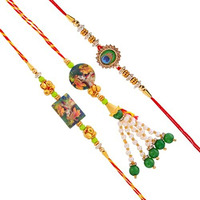 perpetual Couple Design Rakhi For Brother And Bhabhi - Handmande Thread Rakhi Combo Set Of 2, Perfect Rakhi For Kids Boy With Roli Chawal Hamper