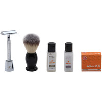 Pearl Shaving Mens Premium Grooming/shaving Kit - Close Comb Double Edge Saftey Razor | Razor Stand | Shaving Brush | Post Shave Balm| 50 Blade Refill | Razors for Rakhi Gift Option