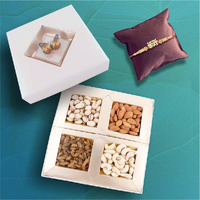 SFU E Com Designer Rakhi with Premium Dry Fruit Box, Gift for Brother, Raisin