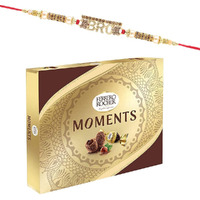 Astonished Retail Rocher Moments Chocolate Hamper |Diamond Bro Rakhi Chocolate for Brother | Rakhi Chocolate Hamper | Roli, Chawal, Chandan, Misri | 301