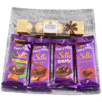 SFU E Com Premium Ferrero Rocher with Flavoured Dairy Milk Silk Combo, Gift for Girlfriend, Wife & for Rakhi, Diwali, Christmas, Birthday, Anniversary, Holi, 629