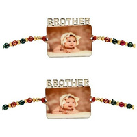 THEWHOOP Personalized/Customised Designer Rakhi Photo or Print Name For Brothers - Raksha Bandhan Gift (PACK OF 2) (PHOTORAKHI-BROTHER)