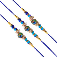 perpetual Evil Eye Rakhi For Brother And Bhabhi - Handmande Thread Rakhi Combo Set Of 3, Perfect Rakhi For Kids Boy With Roli Chawal Hamper