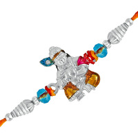 Mahi Rhodium Plated Lord Krishna Meena work Rakhi Bracelet for adorable brothers (RA1100599R)